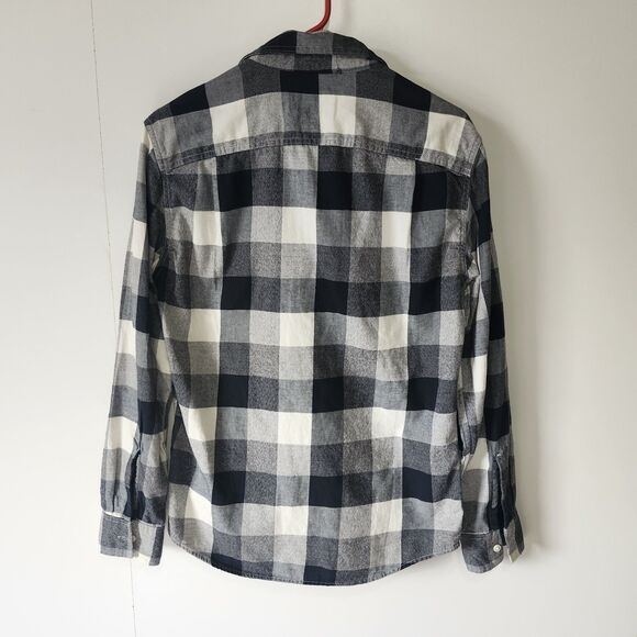 NWT American Eagle Men’s XS Gray Gingham Super Soft Flannel Button Up Shirt - Picture 8 of 8